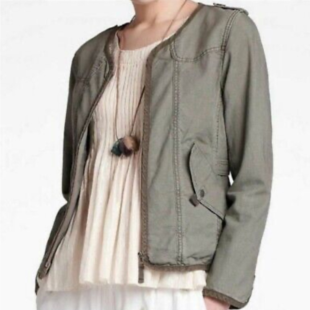 Anthropolgie Daughters of the Liberation Crochet Jacket Green